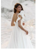 White Satin Open Back Asymmetrical Wedding Dress